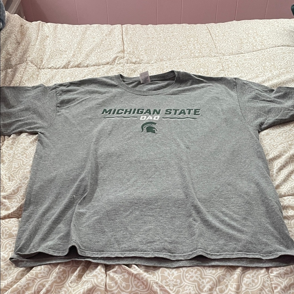 Michigan State Dads Jerzees Gray Dri-Power T-Shirt - Picture 1 of 4